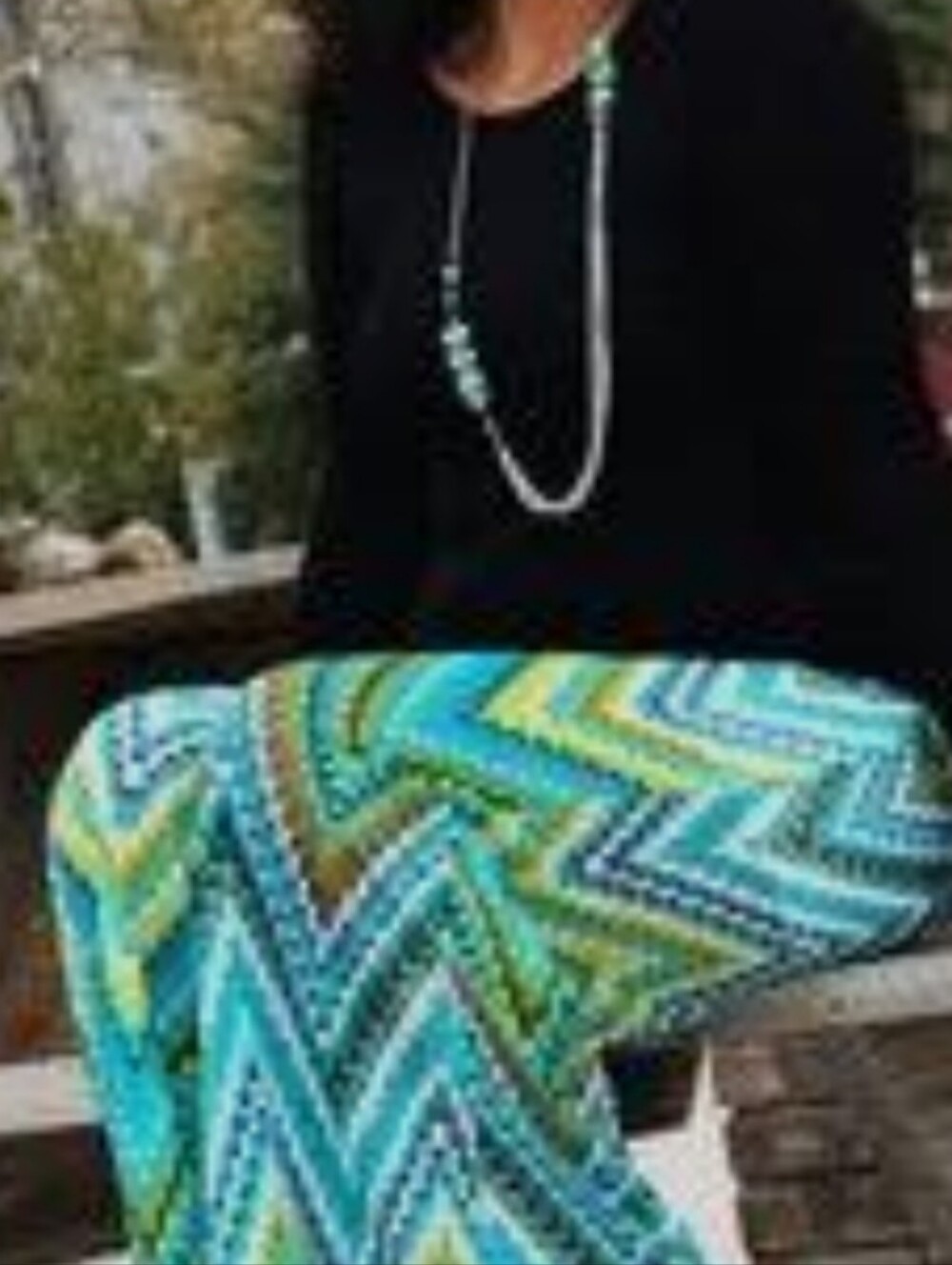 Sunny Leigh Teal, Lime & Black Zigzag Maxi Skirt